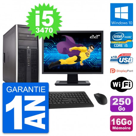 PC Tour HP 8300 Ecran 22" Intel i5-3470 RAM 16Go Disque 250Go Windows 10 Wifi