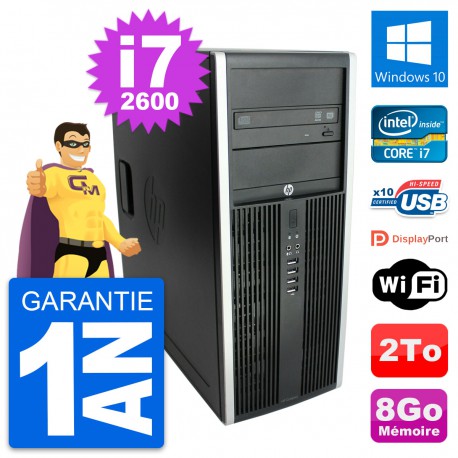 PC Tour HP Elite 8300 Intel Core i7-2600 RAM 8Go Disque Dur 2To Windows 10 Wifi
