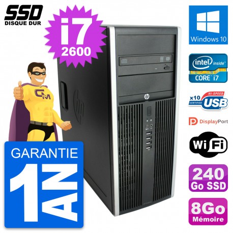 PC Tour HP Elite 8300 Intel Core i7-2600 RAM 8Go SSD 240Go Windows 10 Wifi