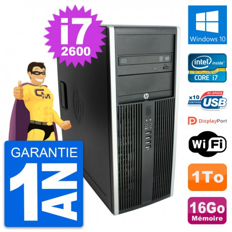 PC Tour HP Elite 8300 Intel Core i7-2600 RAM 16Go Disque Dur 1To Windows 10 Wifi