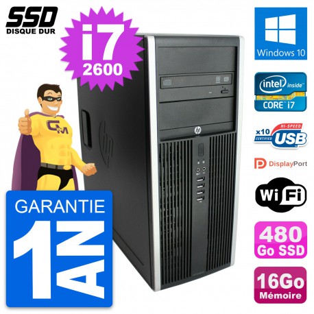PC Tour HP Elite 8300 Intel Core i7-2600 RAM 16Go SSD 480Go Windows 10 Wifi