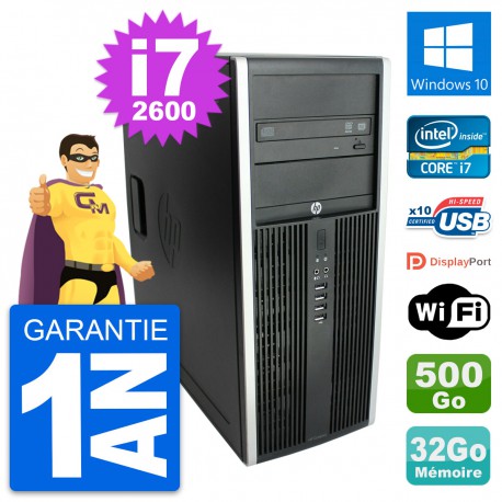 PC Tour HP Elite 8300 Intel Core i7-2600 RAM 32Go Disque 500Go Windows 10 Wifi