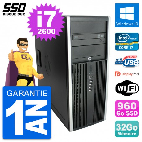 PC Tour HP Elite 8300 Intel Core i7-2600 RAM 32Go SSD 960Go Windows 10 Wifi