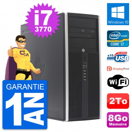 PC Tour HP Elite 8300 Intel Core i7-3770 RAM 8Go Disque Dur 2To Windows 10 Wifi