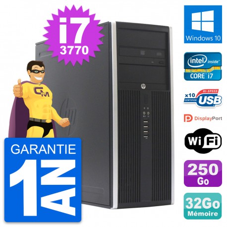 PC Tour HP Elite 8300 Intel Core i7-3770 RAM 32Go Disque 250Go Windows 10 Wifi