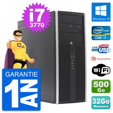 PC Tour HP Elite 8300 Intel Core i7-3770 RAM 32Go Disque 500Go Windows 10 Wifi