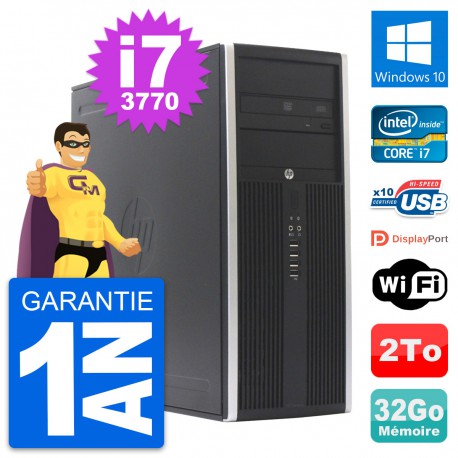 PC Tour HP Elite 8300 Intel Core i7-3770 RAM 32Go Disque Dur 2To Windows 10 Wifi