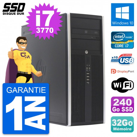 PC Tour HP Elite 8300 Intel Core i7-3770 RAM 32Go SSD 240Go Windows 10 Wifi