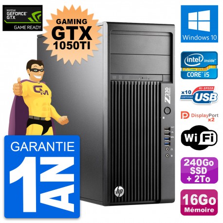 PC HP Z230 Gaming GTX 1050Ti intel i5-4570 RAM 16Go 240Go SSD + 2To Windows 10