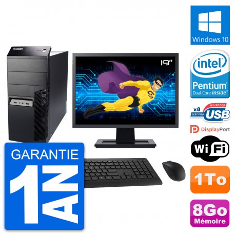 PC Tour Lenovo M91p Ecran 19" Intel G630 RAM 8Go Disque 1To Windows 10 Wifi