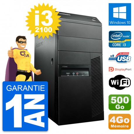 PC Tour Lenovo M91p Intel Core i3-2100 RAM 4Go Disque Dur 500Go Windows 10 Wifi