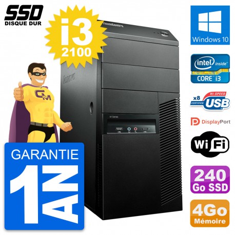 PC Tour Lenovo ThinkCentre M91p Intel i3-2100 RAM 4Go SSD 240Go Windows 10 Wifi