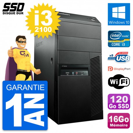 PC Tour Lenovo ThinkCentre M91p Intel i3-2100 RAM 16Go SSD 120Go Windows 10 Wifi