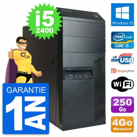PC Tour Lenovo M91p Intel Core i5-2400 RAM 4Go Disque Dur 250Go Windows 10 Wifi