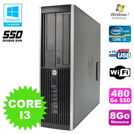 PC HP Elite 8200 SFF Intel Core I3 3.1GHz 8Go Disque 480Go SSD DVD WIFI W7