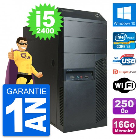 PC Tour Lenovo M91p Intel Core i5-2400 RAM 16Go Disque Dur 250Go Windows 10 Wifi