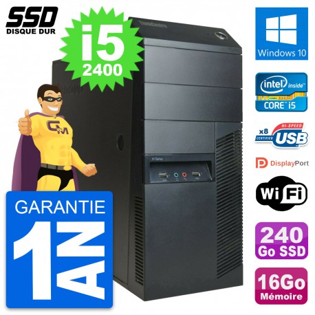 PC Tour Lenovo ThinkCentre M91p Intel i5-2400 RAM 16Go SSD 240Go Windows 10 Wifi