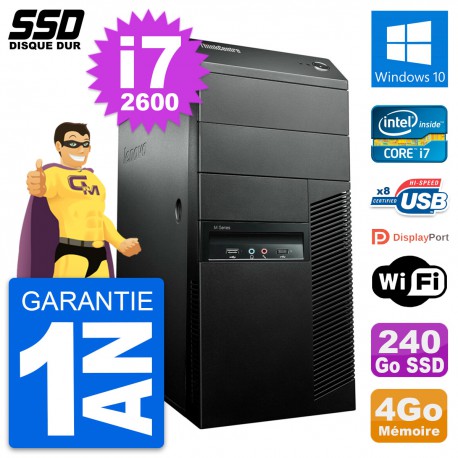 PC Tour Lenovo ThinkCentre M91p Intel i7-2600 RAM 4Go SSD 240Go Windows 10 Wifi