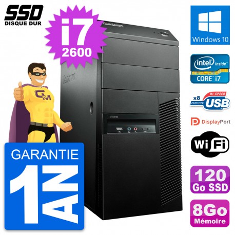 PC Tour Lenovo ThinkCentre M91p Core i7-2600 RAM 8Go SSD 120Go Windows 10 Wifi