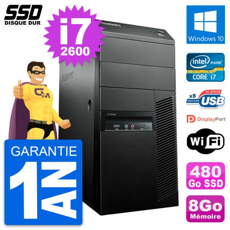 PC Tour Lenovo ThinkCentre M91p Core i7-2600 RAM 8Go SSD 480Go Windows 10 Wifi