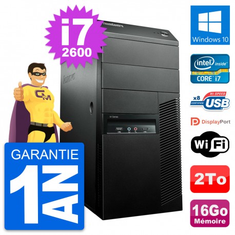 PC Tour Lenovo ThinkCentre M91p Core i7-2600 RAM 16Go Disque 2To Windows 10 Wifi