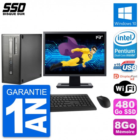 PC Tour HP EliteDesk 800 G1 Ecran 19" G3220 RAM 8Go SSD 480Go Windows 10 Wifi