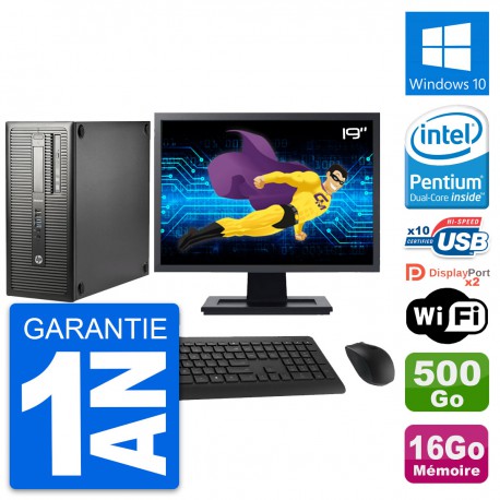PC Tour HP 800 G1 Ecran 19" Intel G3220 RAM 16Go Disque 500Go Windows 10 Wifi