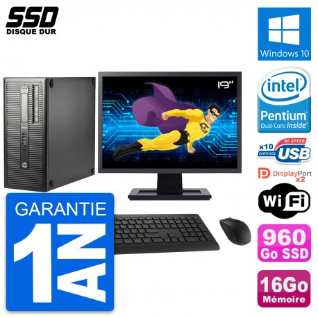 PC Tour HP EliteDesk 800 G1 Ecran 19" G3220 RAM 16Go SSD 960Go Windows 10 Wifi