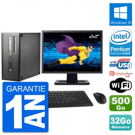 PC Tour HP 800 G1 Ecran 22" Intel G3220 RAM 32Go Disque 500Go Windows 10 Wifi