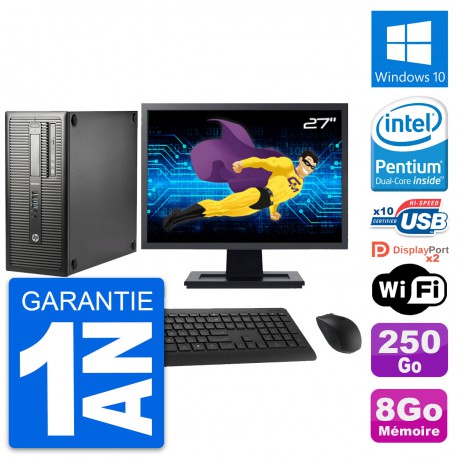 PC Tour HP 800 G1 Ecran 27" Intel G3220 RAM 8Go Disque 250Go Windows 10 Wifi