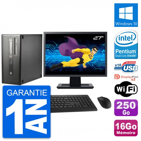 PC Tour HP 800 G1 Ecran 27" Intel G3220 RAM 16Go Disque 250Go Windows 10 Wifi