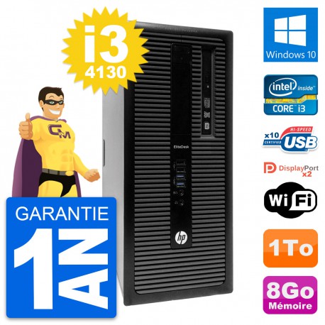 PC Tour HP EliteDesk 800 G1 Intel i3-4130 RAM 8Go Disque Dur 1To Windows 10 Wifi