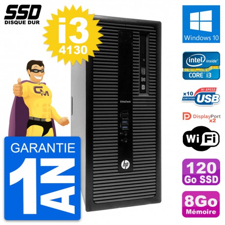 PC Tour HP EliteDesk 800 G1 Intel Core i3-4130 RAM 8Go SSD 120Go Windows 10 Wifi