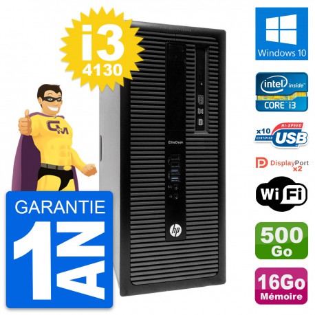 PC Tour HP EliteDesk 800 G1 Intel i3-4130 RAM 16Go Disque 500Go Windows 10 Wifi