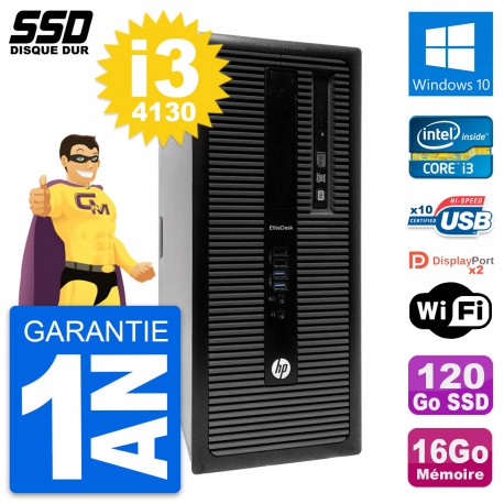PC Tour HP EliteDesk 800 G1 Intel i3-4130 RAM 16Go SSD 120Go Windows 10 Wifi