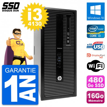 PC Tour HP EliteDesk 800 G1 Intel i3-4130 RAM 16Go SSD 480Go Windows 10 Wifi