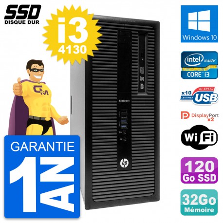 PC Tour HP EliteDesk 800 G1 Intel i3-4130 RAM 32Go SSD 120Go Windows 10 Wifi