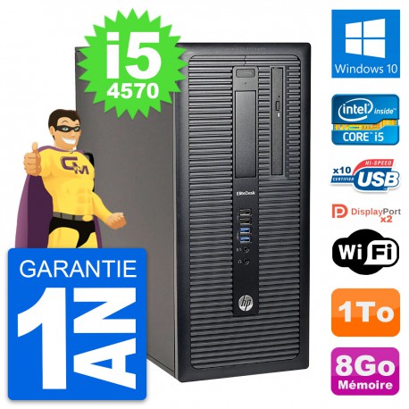 PC Tour HP EliteDesk 800 G1 Intel i5-4570 RAM 8Go Disque Dur 1To Windows 10 Wifi