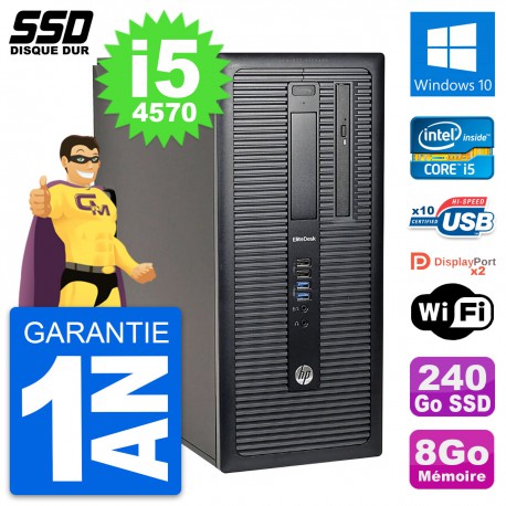 PC Tour HP EliteDesk 800 G1 Intel Core i5-4570 RAM 8Go SSD 240Go Windows 10 Wifi