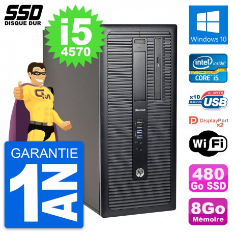 PC Tour HP EliteDesk 800 G1 Intel Core i5-4570 RAM 8Go SSD 480Go Windows 10 Wifi