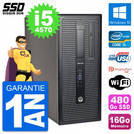 PC Tour HP EliteDesk 800 G1 Intel i5-4570 RAM 16Go SSD 480Go Windows 10 Wifi