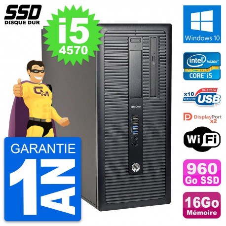PC Tour HP EliteDesk 800 G1 Intel i5-4570 RAM 16Go SSD 960Go Windows 10 Wifi