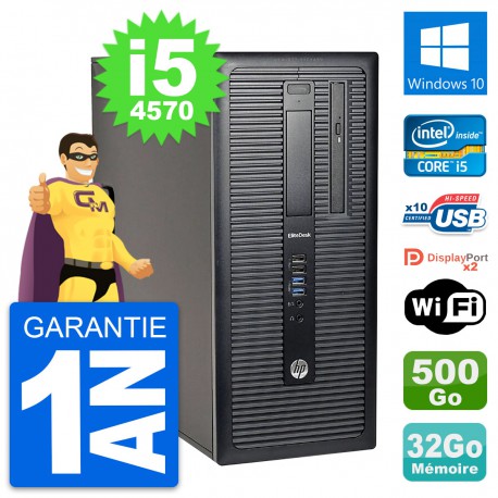 PC Tour HP EliteDesk 800 G1 Intel i5-4570 RAM 32Go Disque 500Go Windows 10 Wifi
