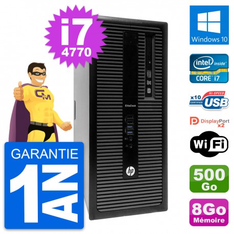 PC Tour HP EliteDesk 800 G1 Intel i7-4770 RAM 8Go Disque 500Go Windows 10 Wifi