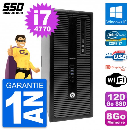 PC Tour HP EliteDesk 800 G1 Intel Core i7-4770 RAM 8Go SSD 120Go Windows 10 Wifi