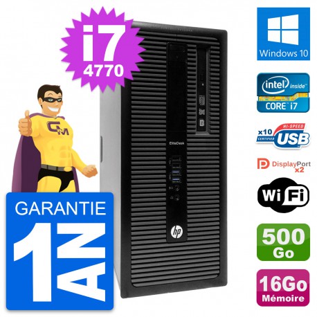 PC Tour HP EliteDesk 800 G1 Intel i7-4770 RAM 16Go Disque 500Go Windows 10 Wifi
