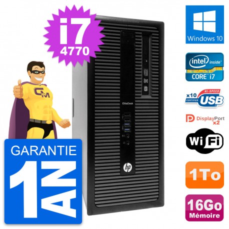 PC Tour HP EliteDesk 800 G1 Intel i7-4770 RAM 16Go Disque 1To Windows 10 Wifi