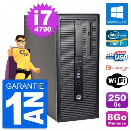 PC Tour HP EliteDesk 800 G1 Intel i7-4790 RAM 8Go Disque 250Go Windows 10 Wifi