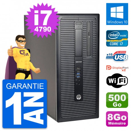PC Tour HP EliteDesk 800 G1 Intel i7-4790 RAM 8Go Disque 500Go Windows 10 Wifi