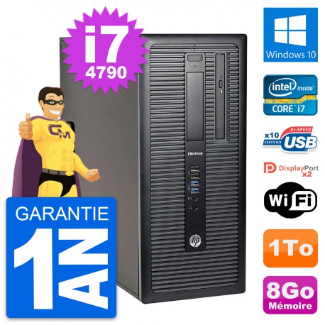 PC Tour HP EliteDesk 800 G1 Intel i7-4790 RAM 8Go Disque Dur 1To Windows 10 Wifi
